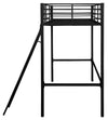 Pat înalt Hayo din metal negru cu scara inclusa 90x200 cm - LunaHome.ro