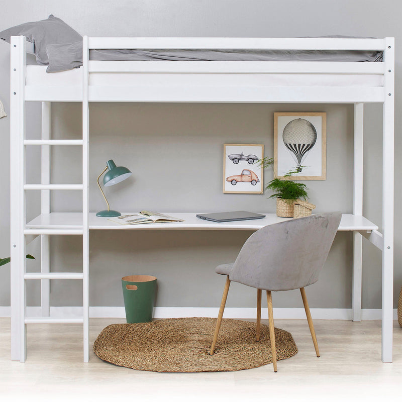 Pat înalt cu birou și scară incluse Hoppekids EcoDream 90x200 cm - LunaHome.ro
