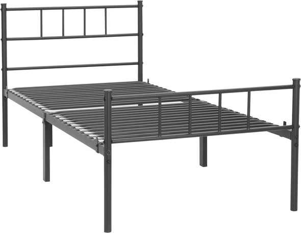Pat metalic Amrum negru cu somiera 90x200 cm - LunaHome.ro