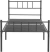 Pat metalic Amrum negru cu somiera 90x200 cm - LunaHome.ro