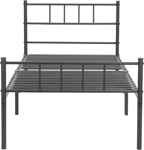 Pat metalic Amrum negru cu somiera 90x200 cm - LunaHome.ro