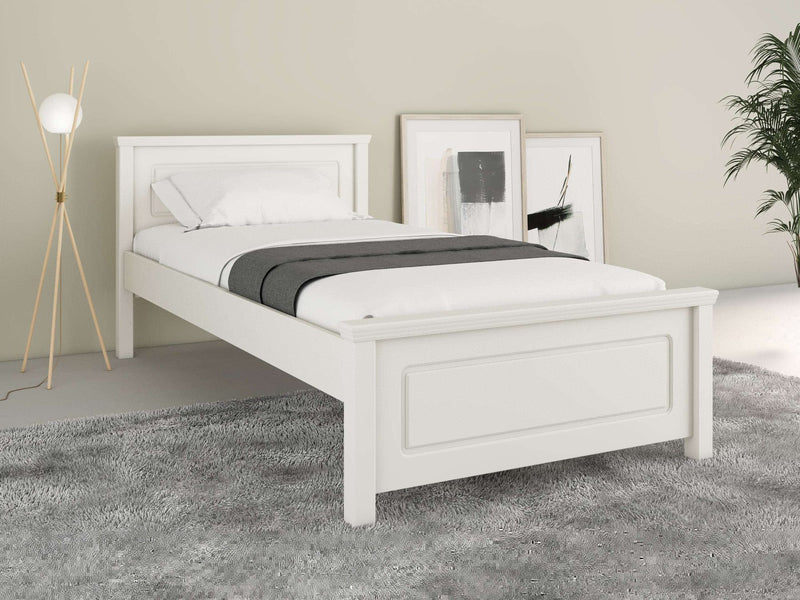 Pat modern Svea din lemn de pin si Mdf alb 100x200 cm - LunaHome.ro