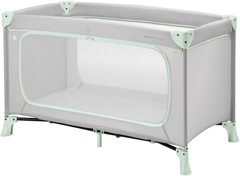 Pat pliabil de calatorii Hauck Dream N Play gri cu verde menta