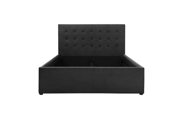 Pat tapițat Hamar din pluș gri cu tăblie înaltă 140x200 cm - LunaHome.ro
