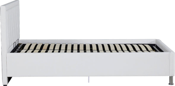 Pat tapitat alb Atlantic Johanna cu somiera si depozitare 140x200 cm - LunaHome.ro