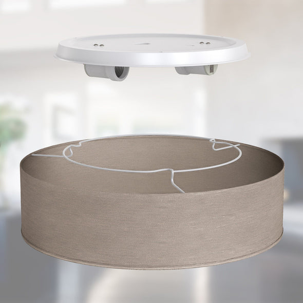 Plafoniera BKLicht cu abajur textil taupe 38 cm diametru - LunaHome.ro