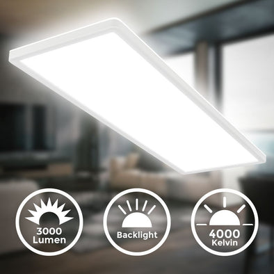 Plafoniera LED BKLicht ultraslim alba cu lumina indirecta 58 cm - LunaHome.ro