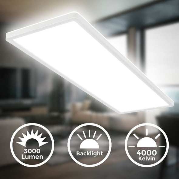 Plafoniera LED BKLicht ultraslim alba cu lumina indirecta 58 cm - LunaHome.ro