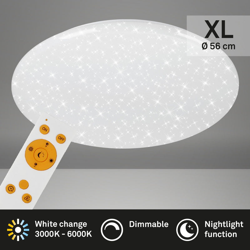 Plafoniera LED cu telecomanda Briloner model cu stele rotunda 56 cm
