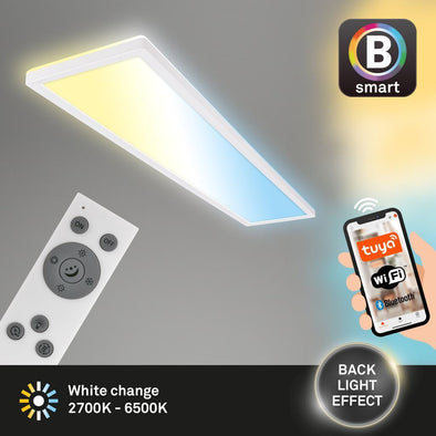 Plafoniera alba LED Brillon cu telecomanda si aplicatie Smart 98 cm - LunaHome.ro