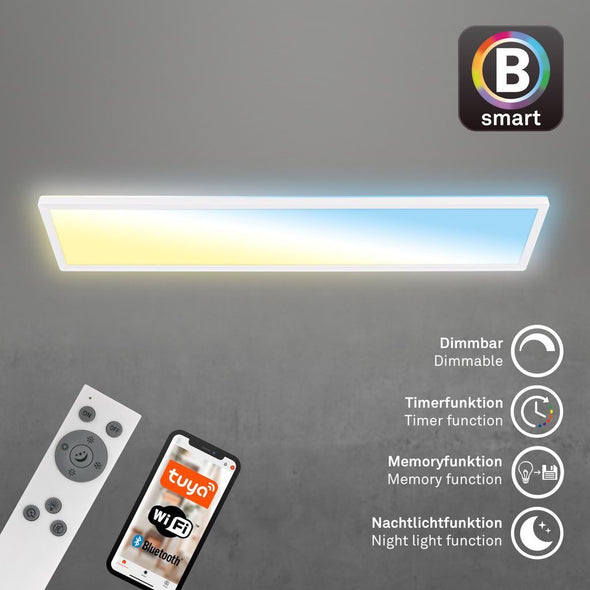Plafoniera alba LED Brillon cu telecomanda si aplicatie Smart 98 cm - LunaHome.ro