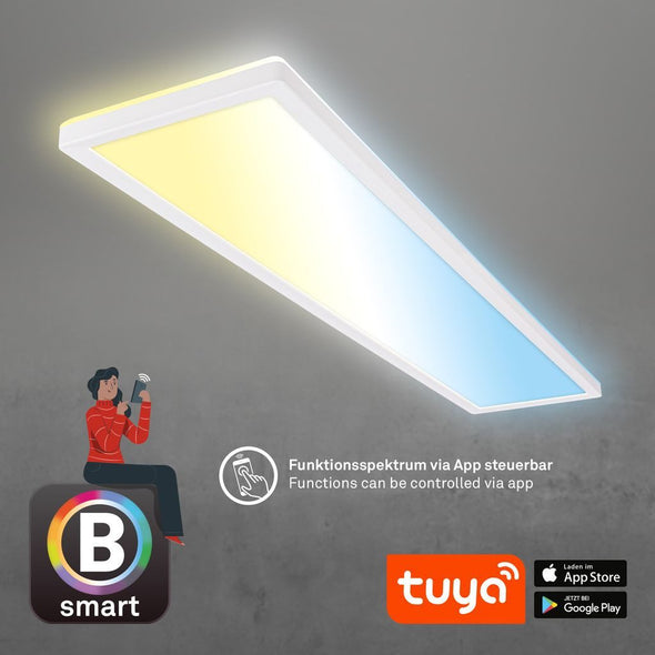 Plafoniera alba LED Brillon cu telecomanda si aplicatie Smart 98 cm - LunaHome.ro