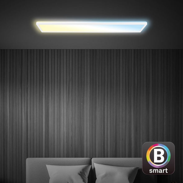Plafoniera alba LED Brillon cu telecomanda si aplicatie Smart 98 cm - LunaHome.ro