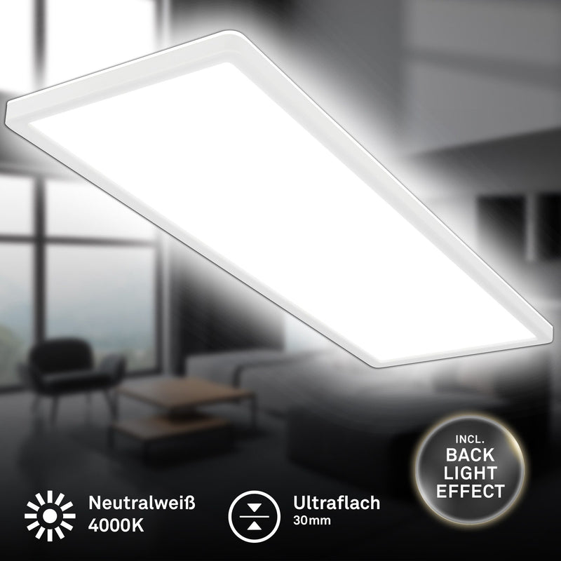 Plafoniera cu LED integrat Briloner cu rama alba 58x20 cm