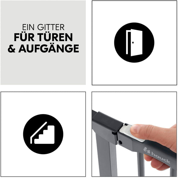 Poartă de protecție Hauck Clear Step Autoclose2 cu extensie, gri inchis - LunaHome.ro