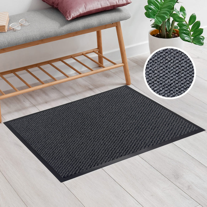 Preș de intrare cauciucat Tarron antiderapant gri închis 60x80 cm