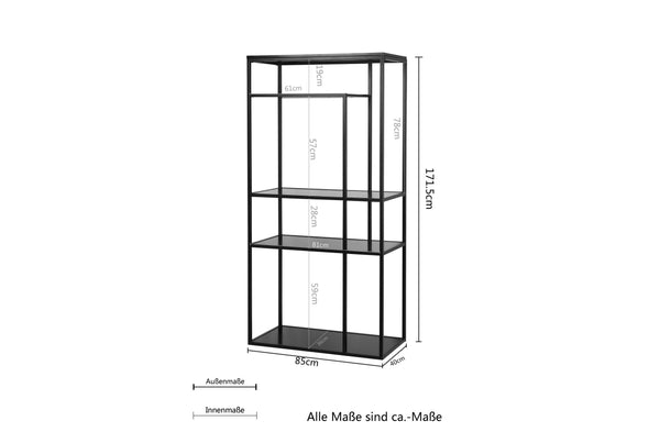 Raft GMK Bengt din metal si Mdf negru, 85 cm lățime - LunaHome.ro