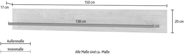 Raft de perete Cornwall in doua culori 150 cm lungime
