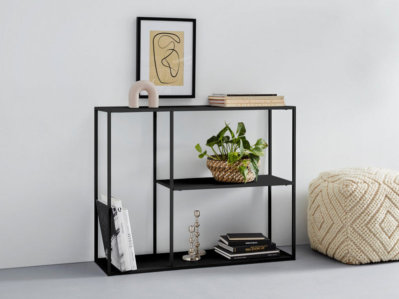 Raft bibliotecă Kristofer din metal neagră, 100 cm - LunaHome.ro