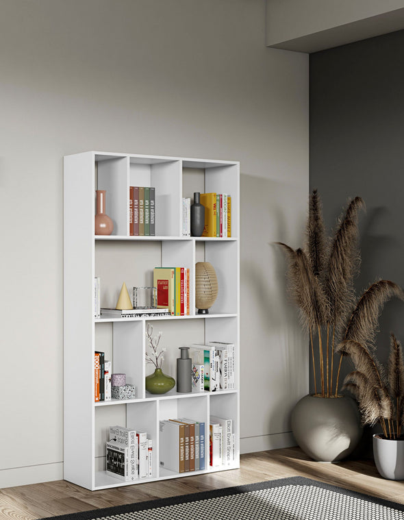 Raft biblioteca TemaHome alb mat cu compartimente 99 cm lățime