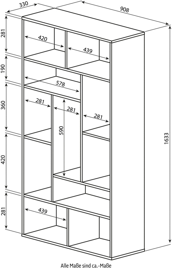 Raft bibliotecă TemaHome din Mdf alb și natur, 90,8 cm lățime - LunaHome.ro