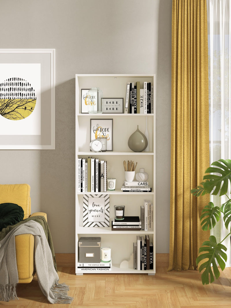 Raft biblioteca Tomar alb cu design modern, 70 cm lățime - LunaHome.ro