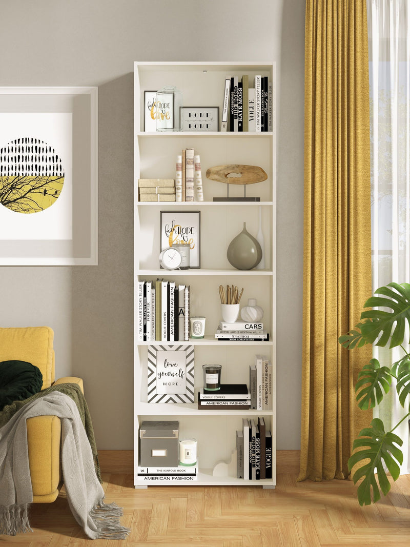 Raft biblioteca Tomar alb cu design modern, 70 cm lățime - LunaHome.ro
