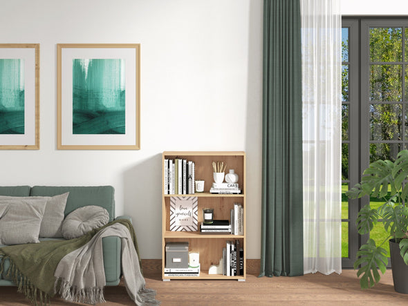 Raft biblioteca Tomar culoare stejar cu design modern, 70 cm lățime