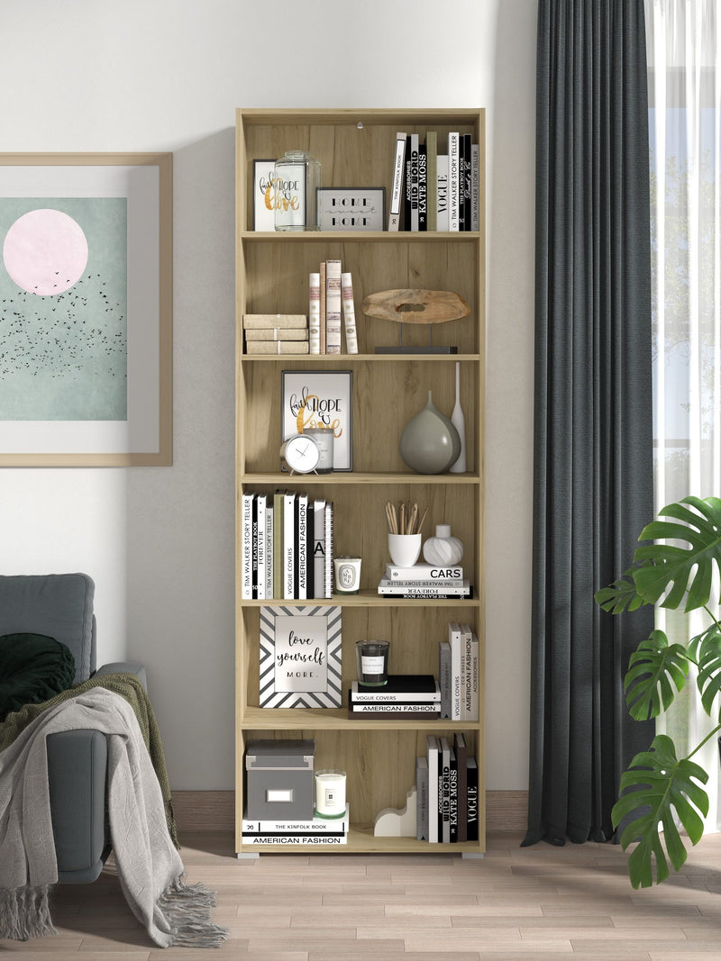 Raft biblioteca Tomar stejar gri cu design modern, 70 cm lățime - LunaHome.ro