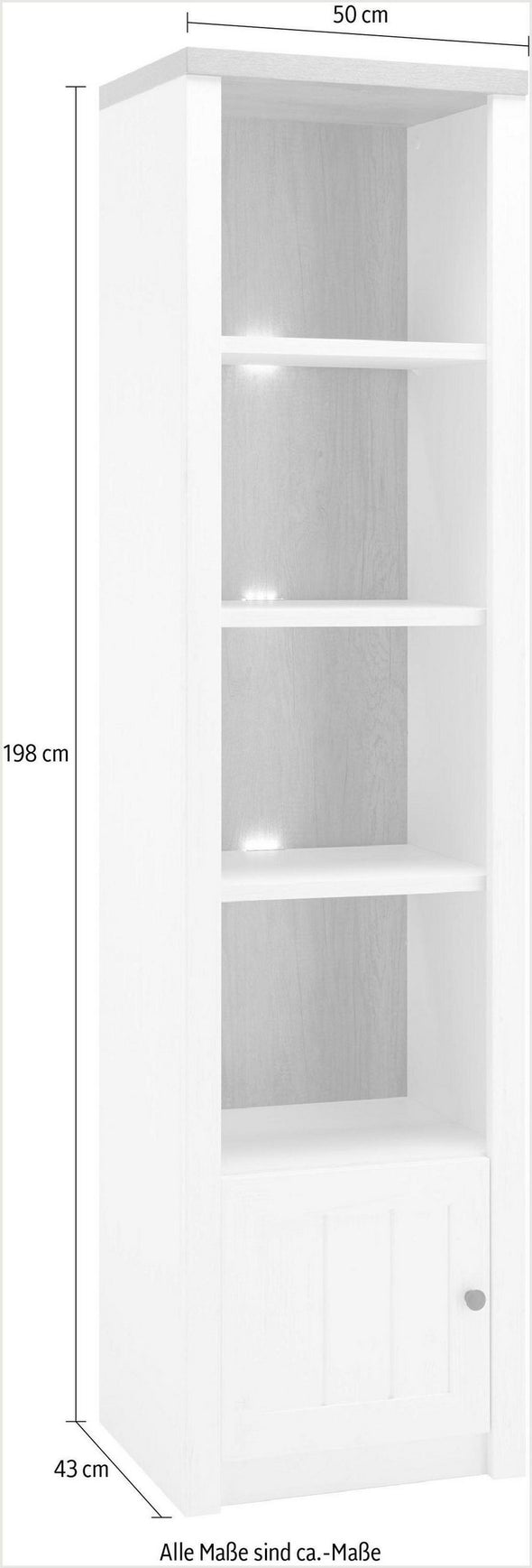 Raft biblioteca »Beauvais« alb si stejar, din MDF, 50 cm latime - LunaHome.ro