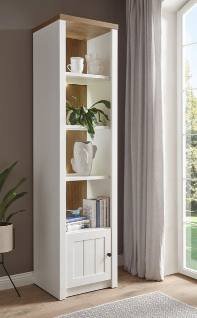 Raft biblioteca »Beauvais« alb si stejar, din MDF, 50 cm latime - LunaHome.ro