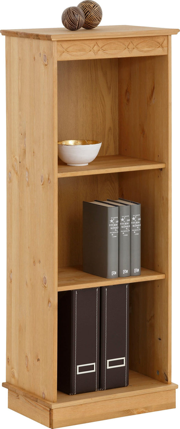 Raft de biblioteca Indra cu 2 polițe din lemn de pin natur 46 cm - LunaHome.ro