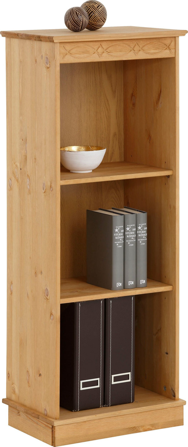 Raft de biblioteca Indra cu 2 polițe din lemn de pin natur 46 cm - LunaHome.ro