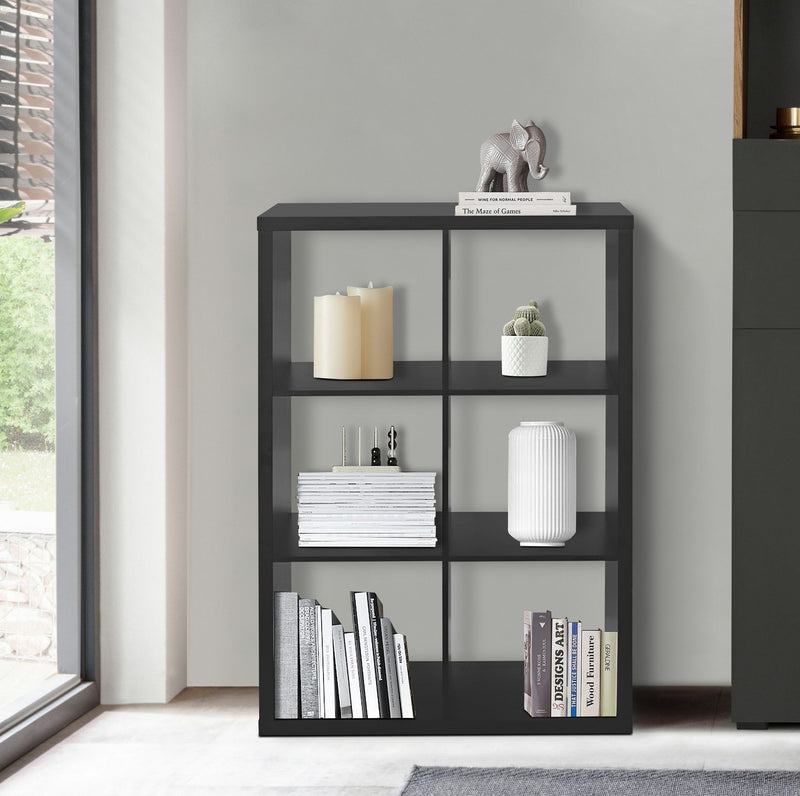 Raft de biblioteca Izola negru reversibil 110x76 cm - LunaHome.ro