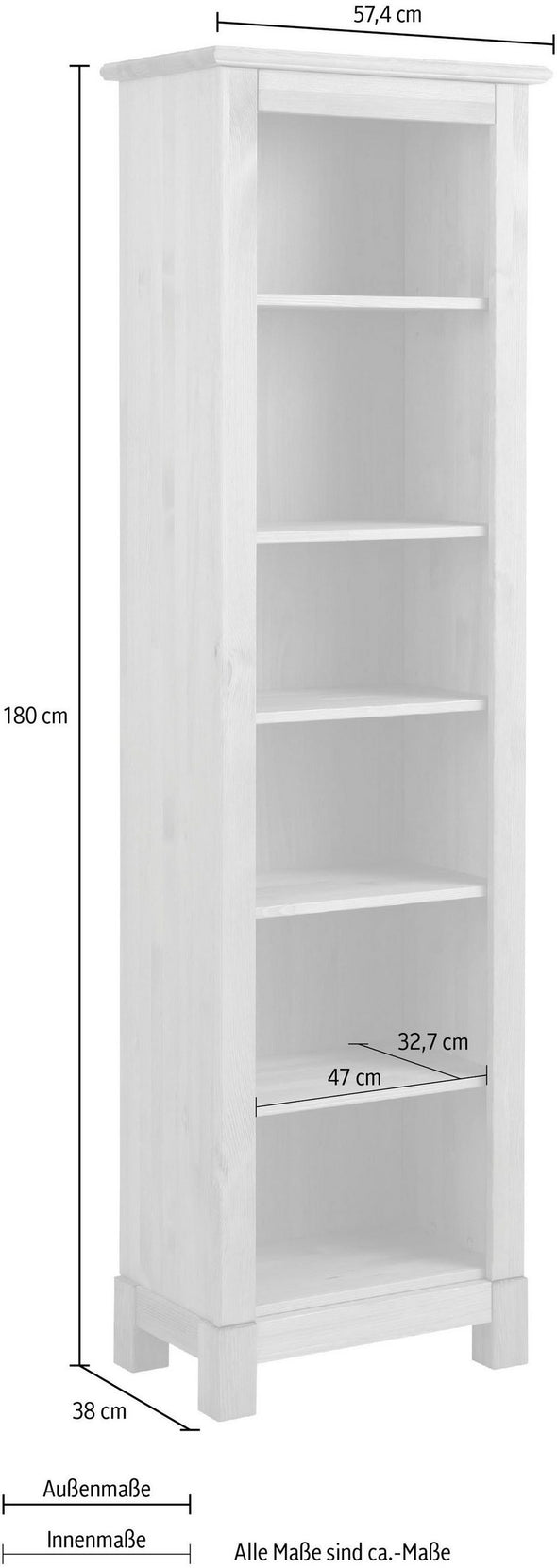 Raft de biblioteca Rauna din lemn de pin maro inchis 57,4 cm - LunaHome.ro