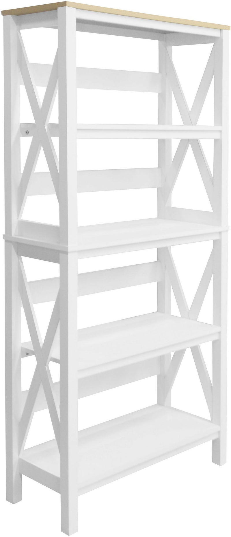 Raft de biblioteca Silba alb cu design country 76 cm lățime - LunaHome.ro