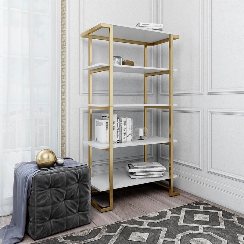 Raft de biblioteca in stil elegant Camila cu 5 rafturi 76 cm lățime - LunaHome.ro