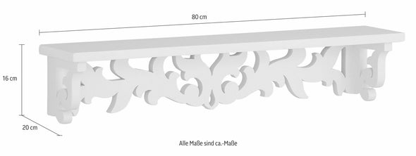 Raft de perete Arabescque crem cu design romantic 80 cm lungime - LunaHome.ro