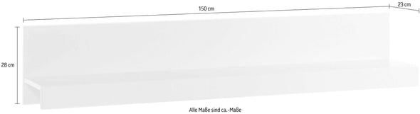 Raft de perete Bianco alb lucios, 150 cm lungime - LunaHome.ro