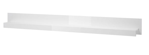Raft de perete Carat alb lucios minimalist, 217 cm lungime - LunaHome.ro