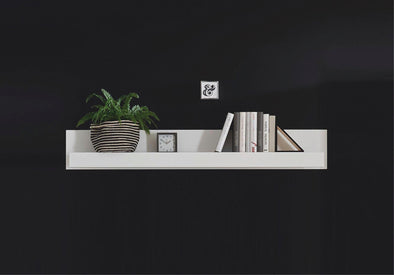 Raft de perete Carat alb lucios minimalist, 150 cm lungime - LunaHome.ro