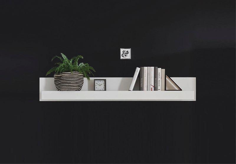 Raft de perete Carat alb lucios minimalist, 150 cm lungime - LunaHome.ro