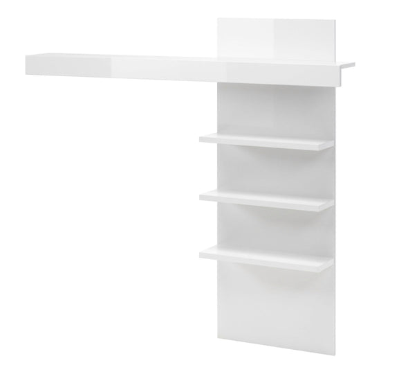Raft de perete Carat cu 4 polițe alb modern, 137 cm latime - LunaHome.ro