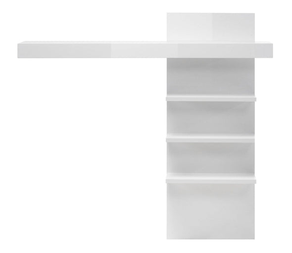 Raft de perete Carat cu 4 polițe alb modern, 137 cm latime - LunaHome.ro