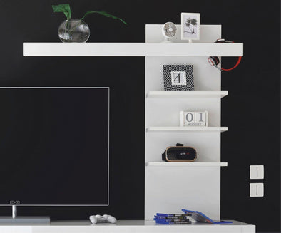 Raft de perete Carat cu 4 polițe alb modern, 137 cm latime - LunaHome.ro