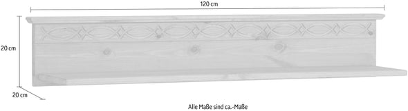 Raft de perete Indra din lemn masiv de pin 120 cm - LunaHome.ro