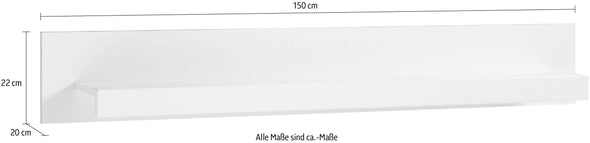 Raft de perete Meran alb minimalist, 150 cm lungime - LunaHome.ro