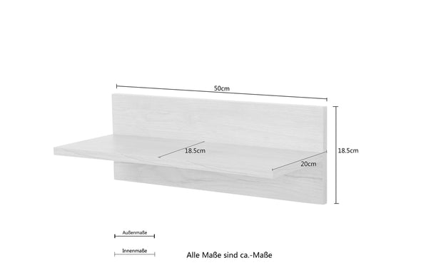 Raft de perete Moid alb mat, 50 cm lungime - LunaHome.ro