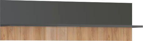 Raft de perete Onyx gri lucios cu nuc 90 cm lungime