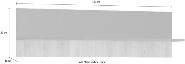 Raft de perete Onyx gri lucios cu nuc 90 cm lungime